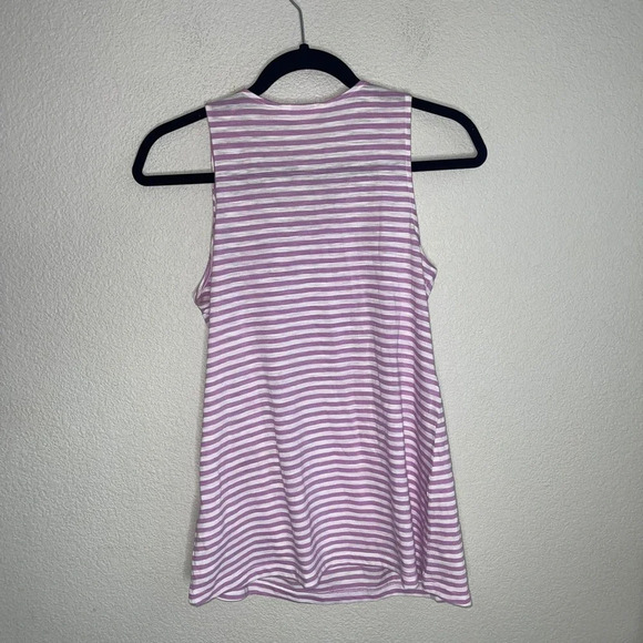 Caslon Womens Tank Top XS Purple White Striped Sleeveless Pullover Scoop Neck - Picture 2 of 6